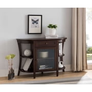 Kings Brand Furniture Traditional Wood Buffet Console Table with Open & Closed Storage, Crescent Style (Walnut)