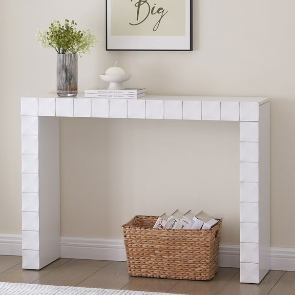 Kings Brand Furniture Turlock Wooden Console Table - Sofa Table, Side Table, Entryway Table, Display Table Perfect for Hallway, Living Room, Foyer (White)