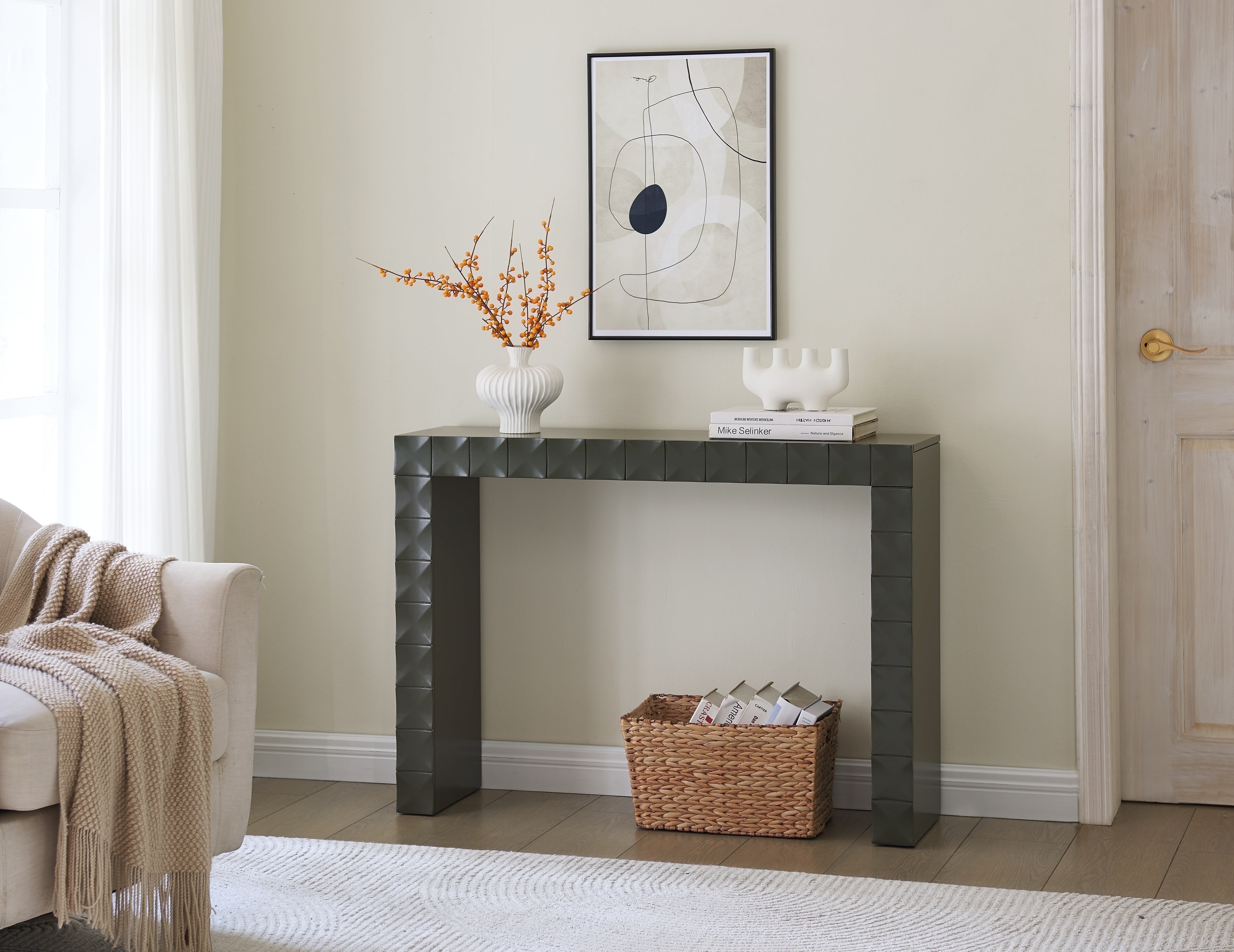 Kings Brand Furniture - Turlock Wooden Console Table, Narrow Sofa Table for Hallway, Front Hall, Entryway, Living Room (Caviar)