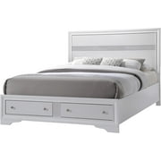 Kings Brand Furniture - Watson Wooden King Size Bed with Storage Drawers, White