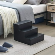 Kings Brand Furniture Wood 3-Step Stool 14"H for Bedroom Kitchen, Black