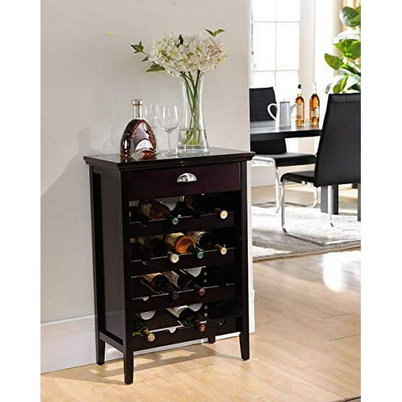 Kings Brand Furniture Wood Buffet Wine Rack Cabinet with Drawer, Dark Cherry