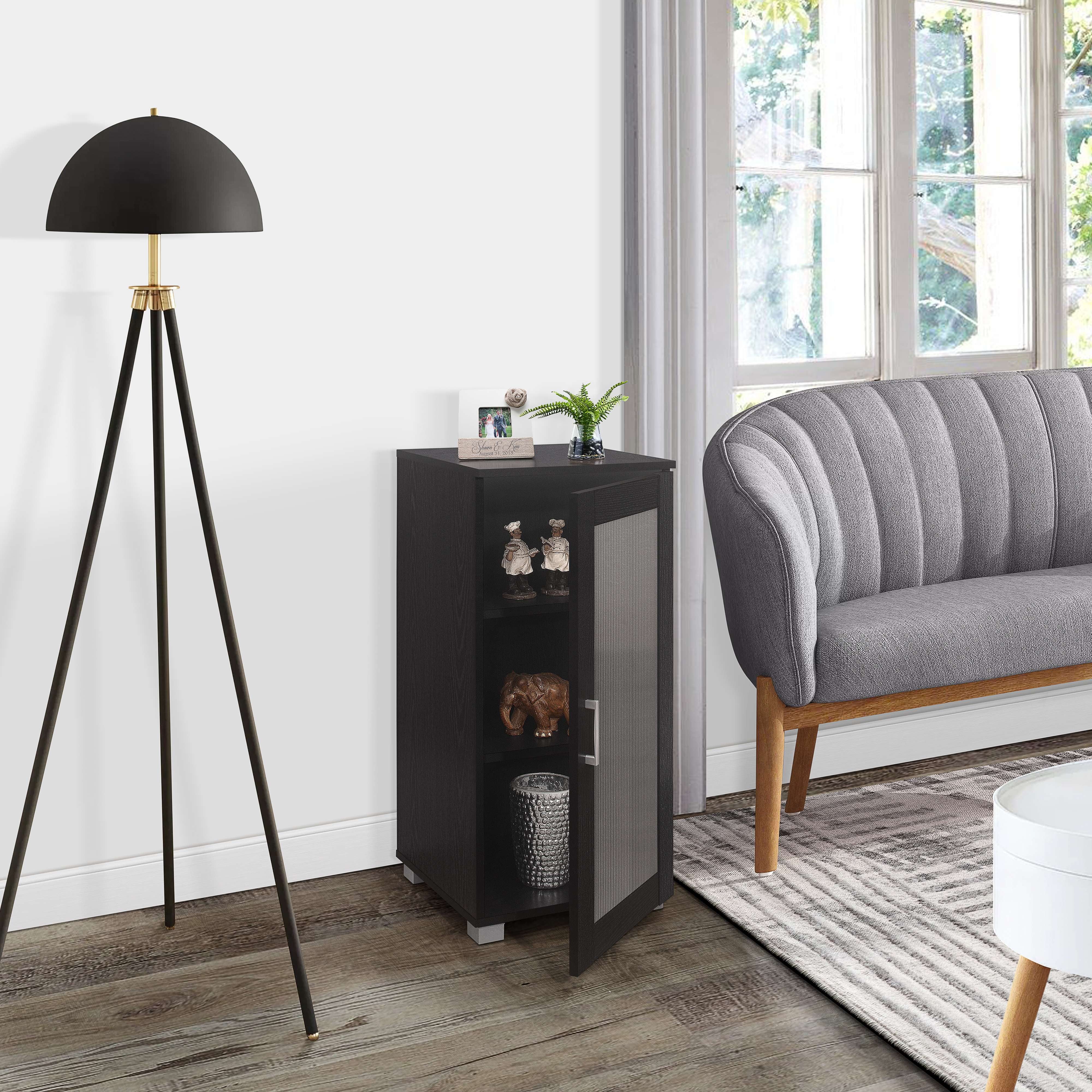 Kings Brand Furniture Wood Curio Accent with Frosted Glass Door