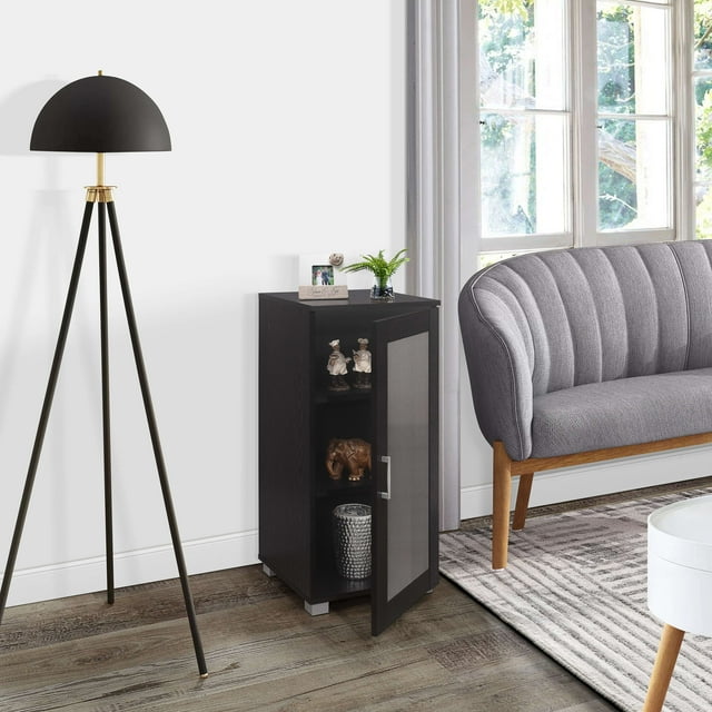 Kings Brand Furniture Wood Curio Accent with Frosted Glass Door