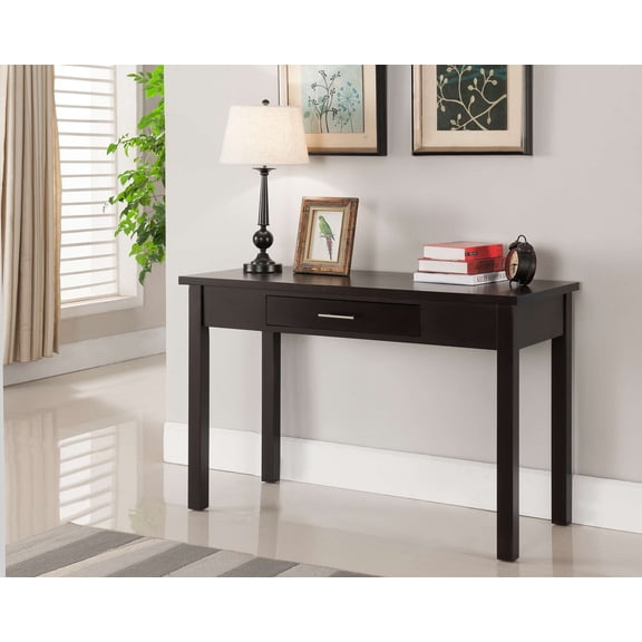 Kings Brand Furniture Espresso Wood Home Office Desk Writing Table with Drawer & Sturdy Frame for Study & Work