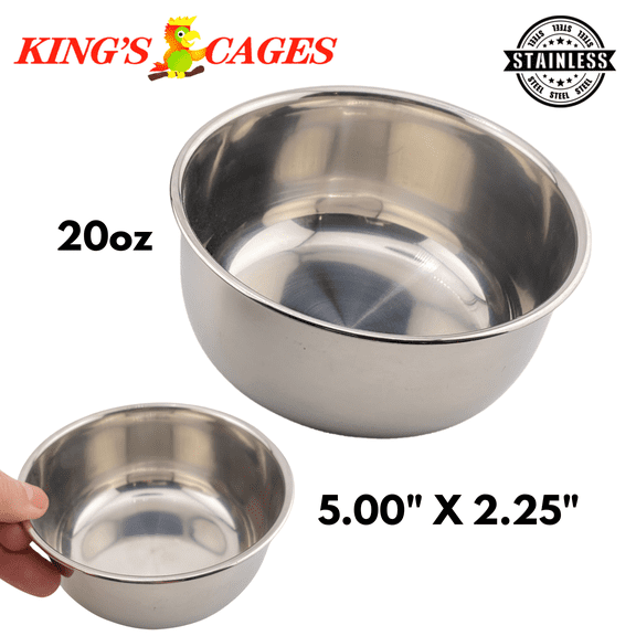 Kings Cages Round Stainless Steel Bowls Size: 2758 20oz Stainless Steel Bowl