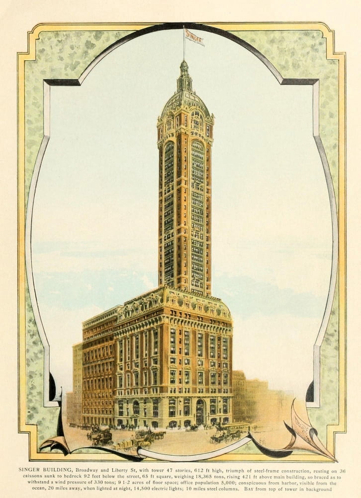 Kings Color-graphs of New York City 1910 The Singer Building Canvas Art - Unknown (24 x 36)