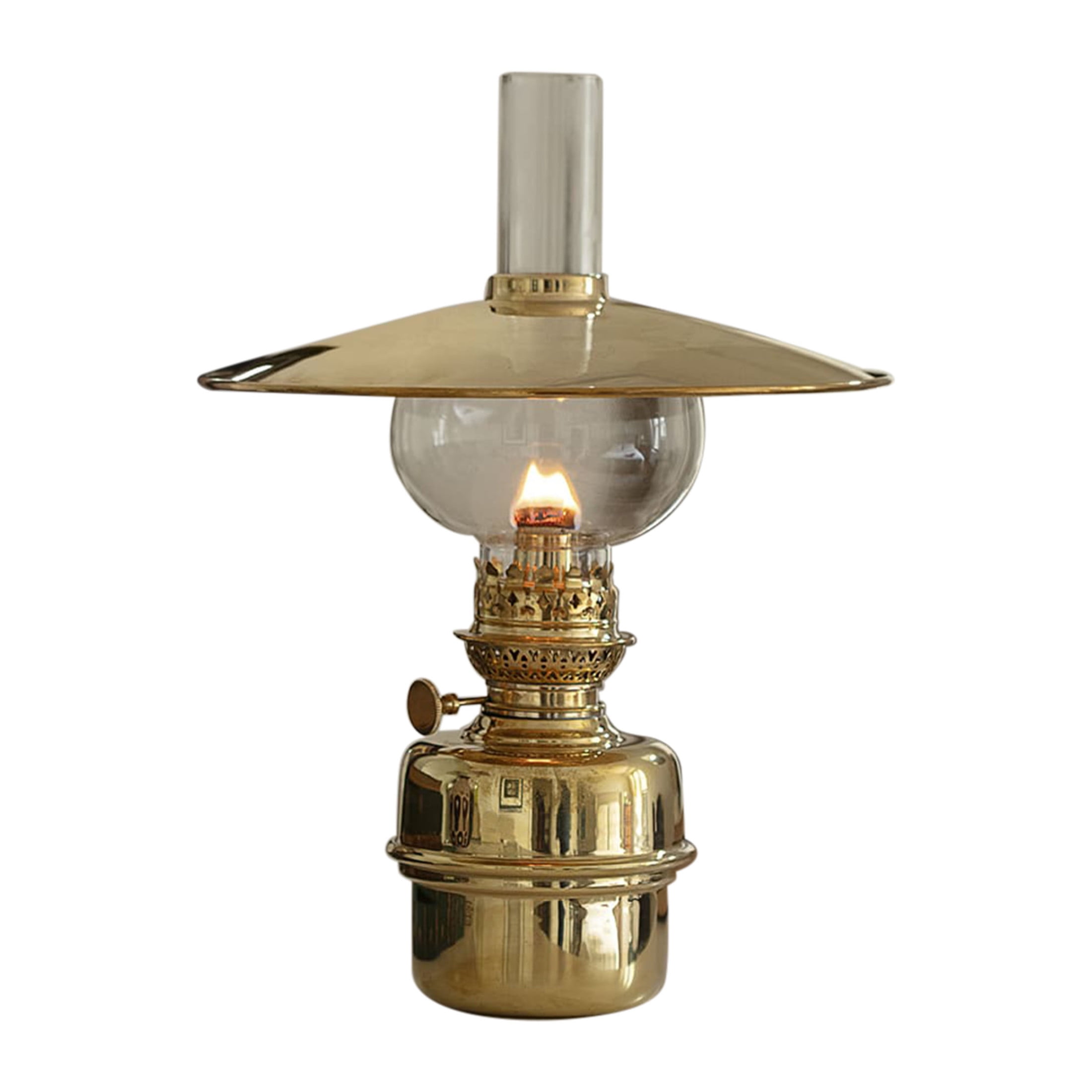Kings County Tools 14.5” Tall Nautical Oil Lamp with Brass Captain’s Shade