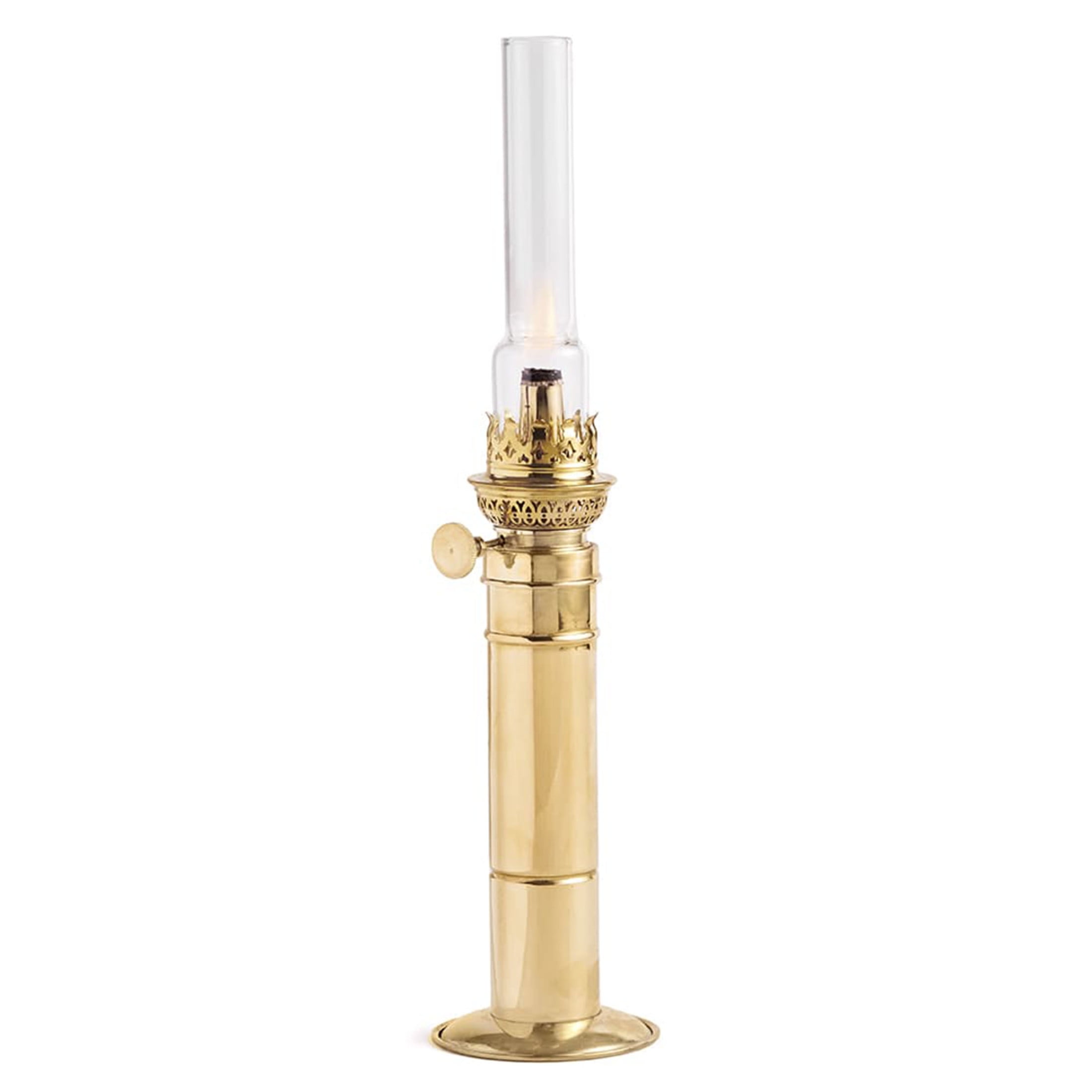 Kings County Tools 16” Tall Column Brass Oil Lamp for Indoor or Outdoor Use