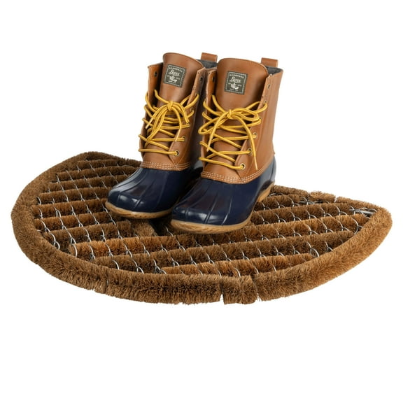 Kings County Tools 23.5x16 Natural Coir Doormat with Stainless Steel Mesh - Outdoor Welcome Mat