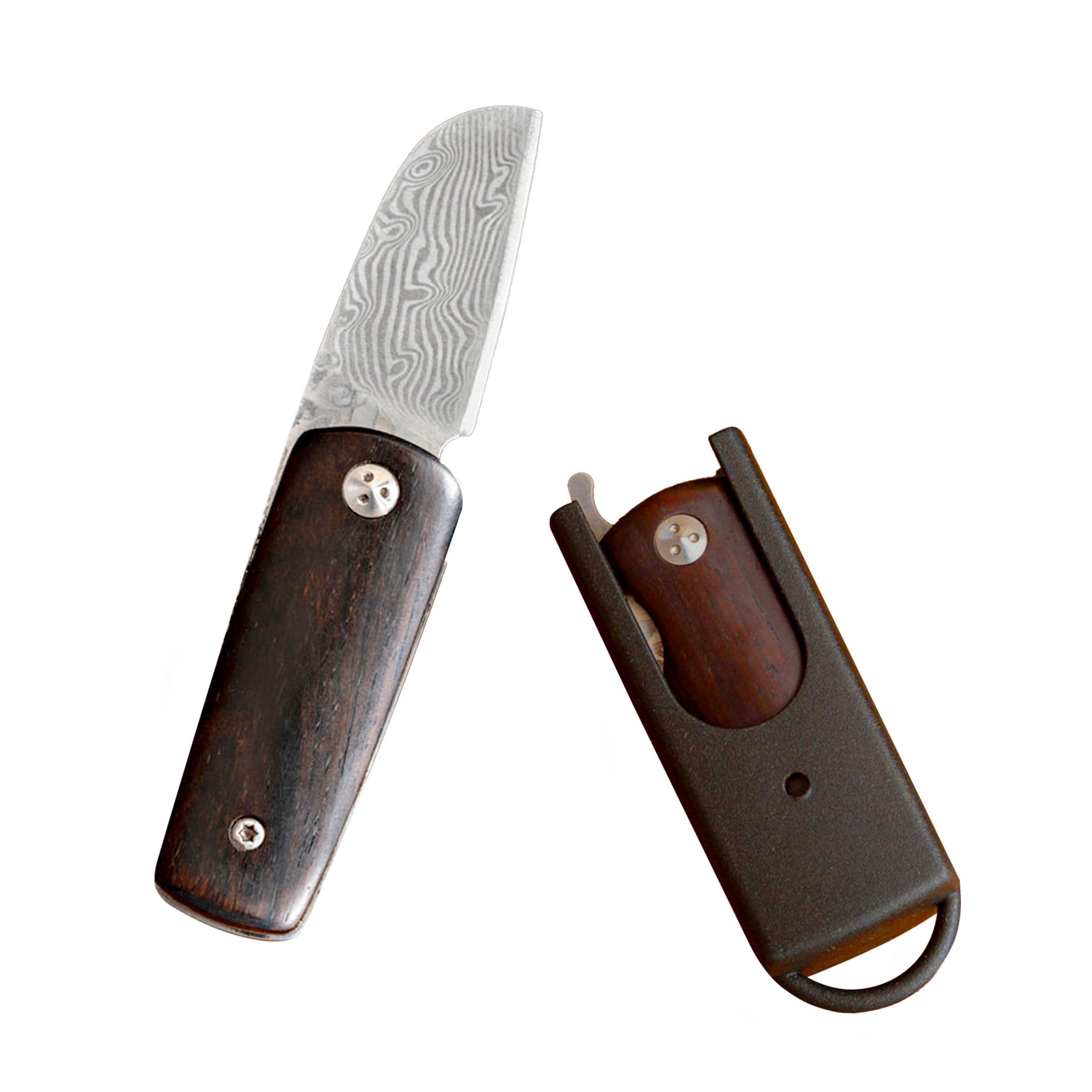 Kings County Tools 3.75” EDC Small Pocket Knife with 1.5” Damascus Steel Blade and Rosewood Handle