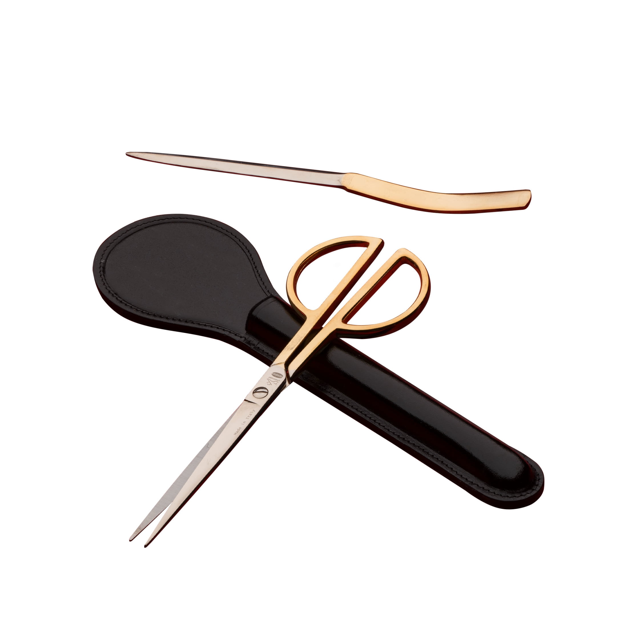 Kings County Tools 3-Piece Letter Opener Envelope Slitter and Desk Scissors Set with Leather Case