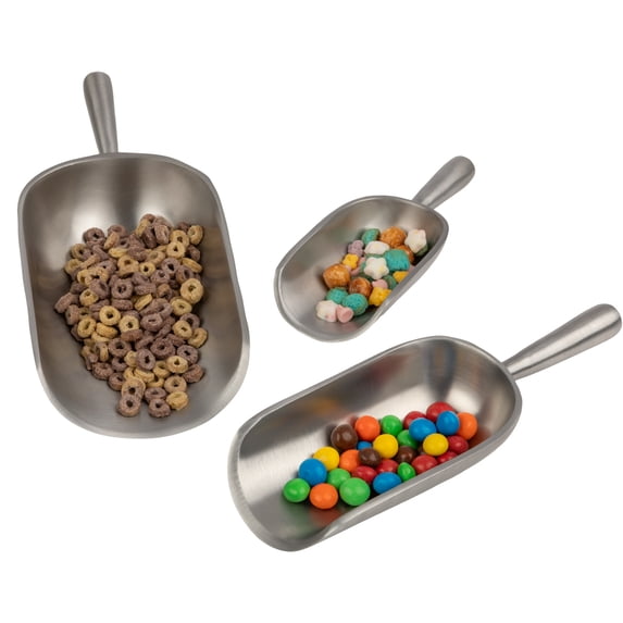 Kings County Tools 3-Piece Metal Ice Scoop Set - Cast Aluminum Scoops