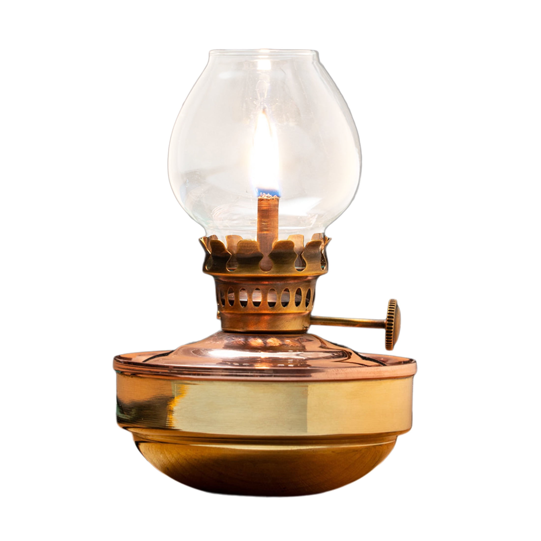 Kings County Tools 4.75” Tall Oil Lamp with Naval-Style Copper/Brass Body