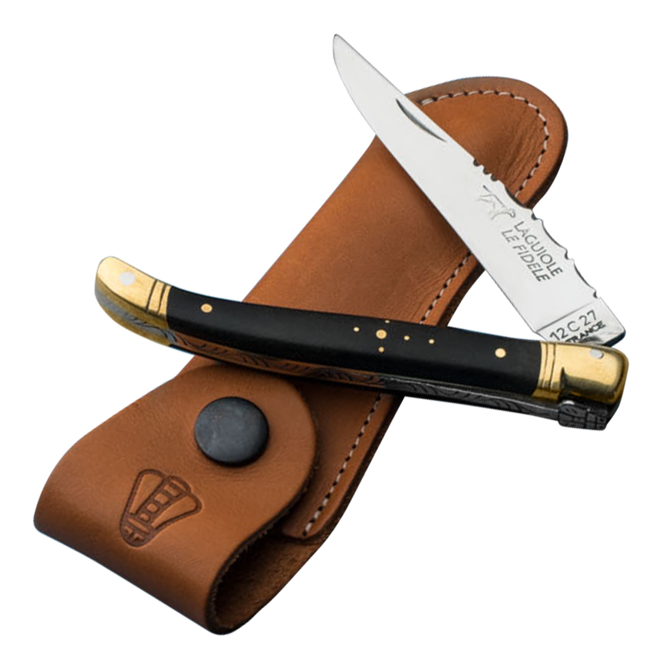 Kings County Tools 7.9” Stainless Steel Laguiole Le Fidele Pocket Knife with Leather Sheath