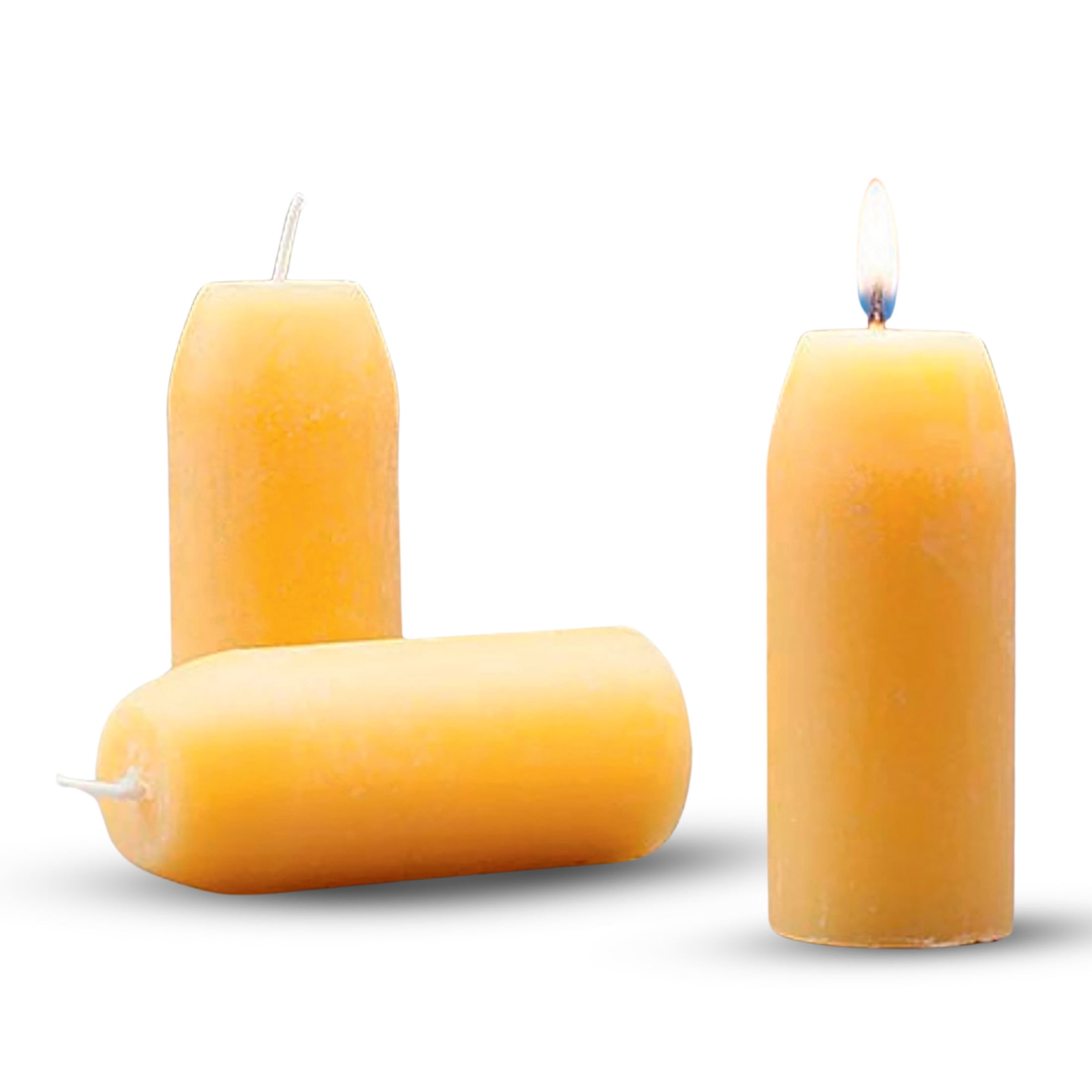 Kings County Tools 3-Pack Unscented Beeswax Candles - 1.5x3.25in Lantern Pillar Candles, 12hr Burn Time