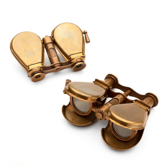 Kings County Tools Compact Brass Folding Binoculars for Opera and Hiking