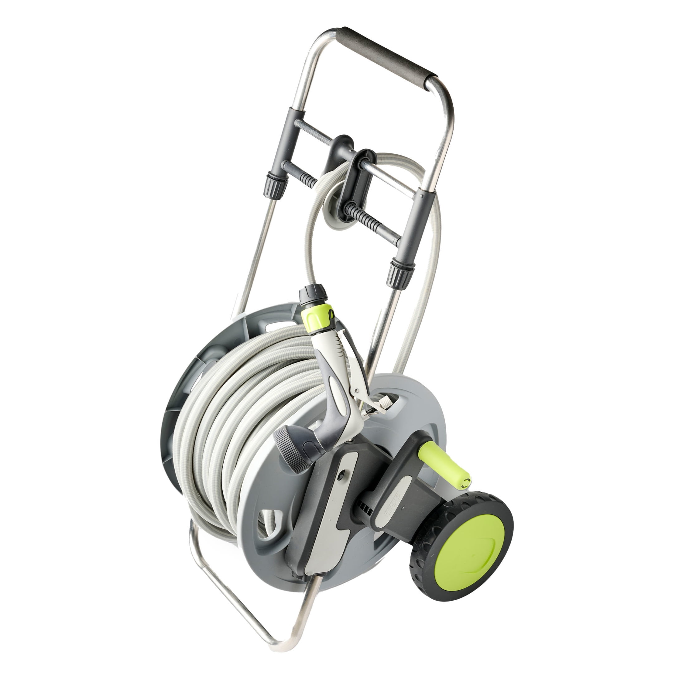 Kings County Tools Garden Hose Reel Cart with 100ft 5/8in Water Hose and Nozzle