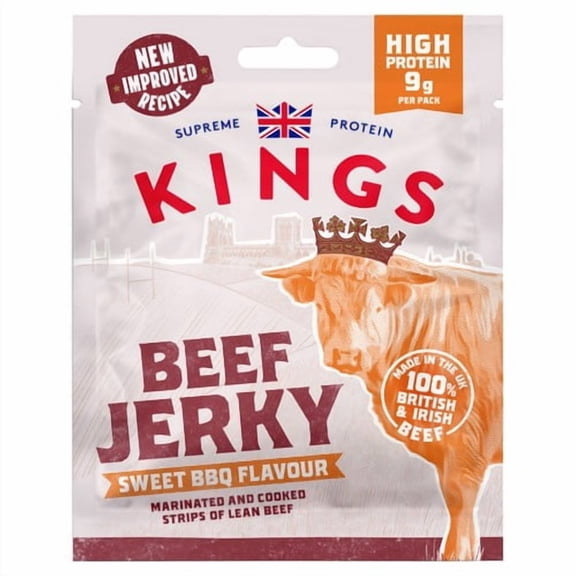 Kings Elite Snacks BBQ Beef Jerky 25g, British Import (Pack of 3)