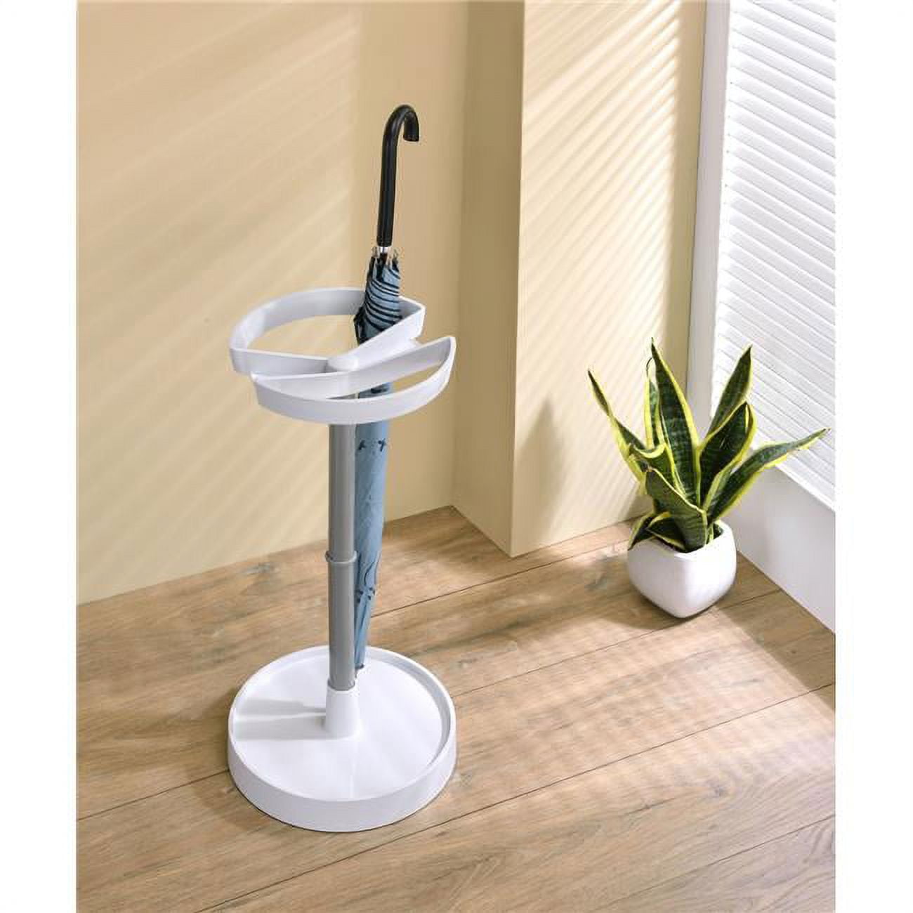 White and Gray Metal Round Umbrella Stand