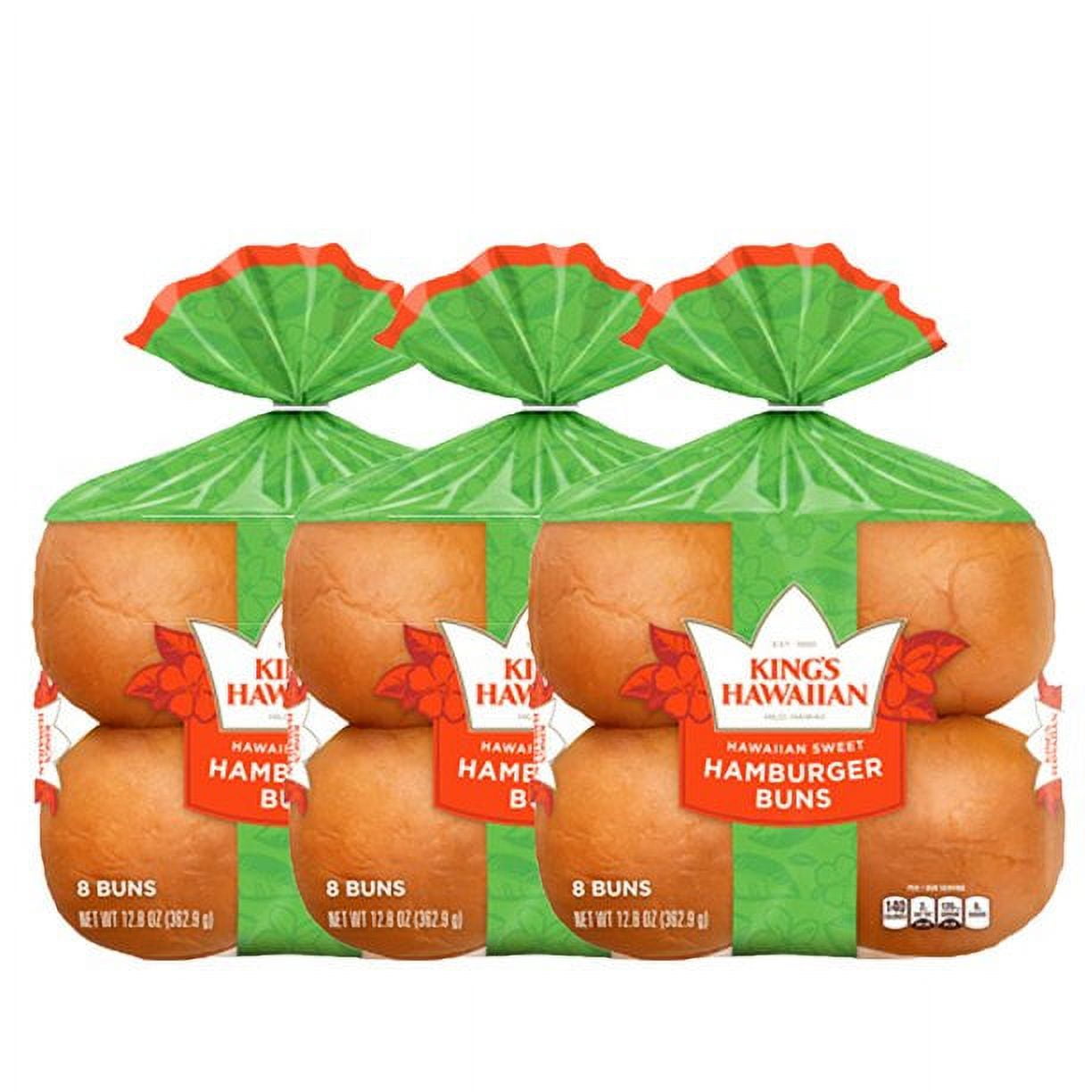 Kings Hawaiian Sweet Hamburger Buns, 12.8 Ounce (Pack of 3)