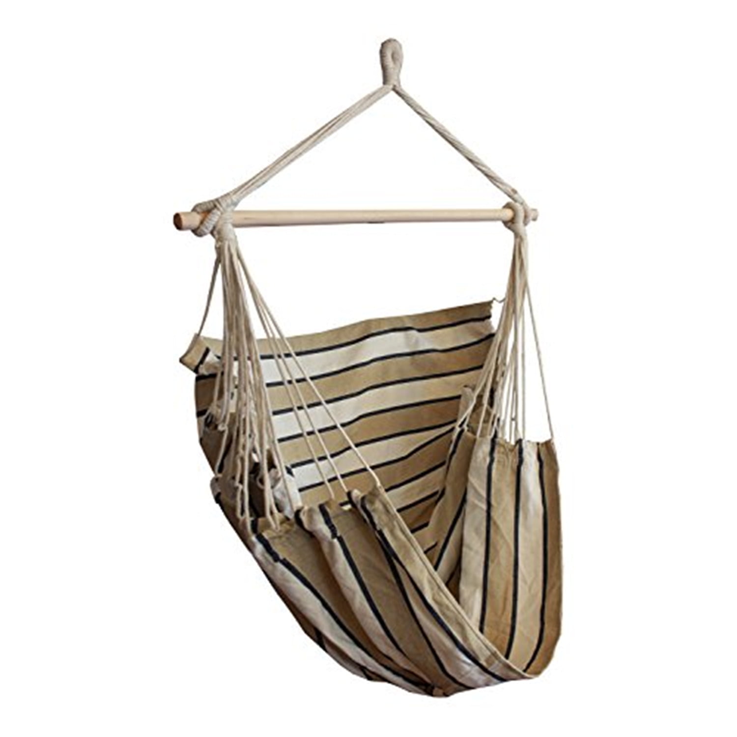 Beige Polycotton Woven Hanging Hammock Chair