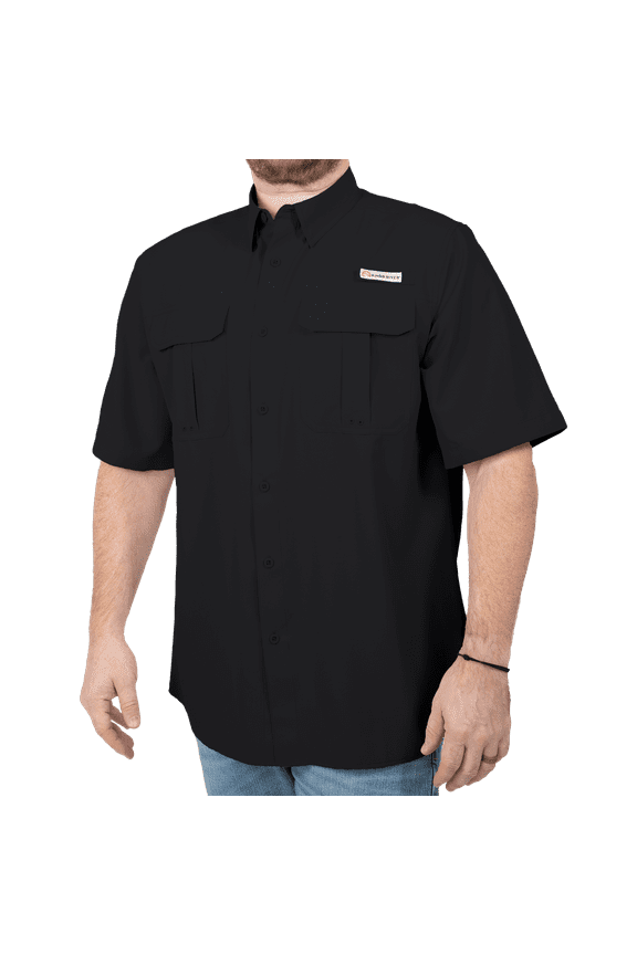 Men's Short Sleeve Fishing Guide Shirt, Black, Size Large