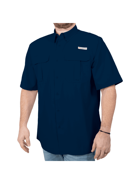Men's Short Sleeve Fishing Guide Shirt, Estate Blue, Size XL