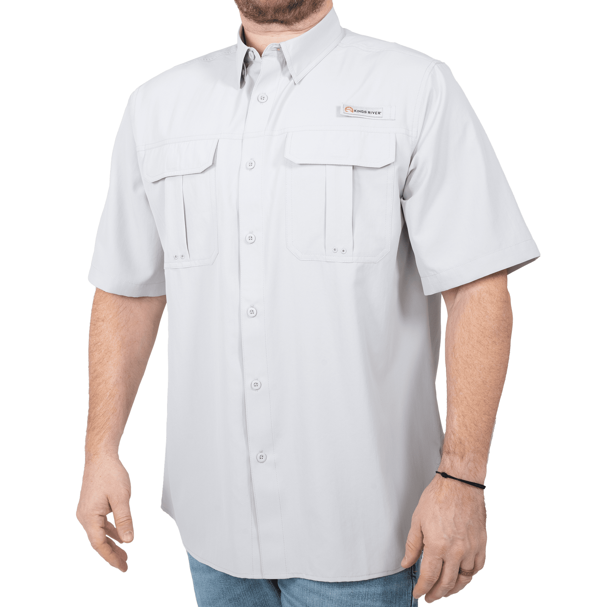 Kings River Men's Short Sleeve Fishing Guide Shirt, Fresh Salmon, Size M
