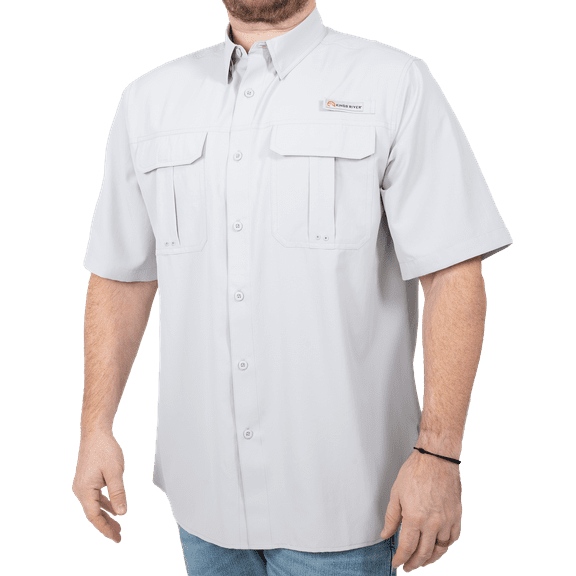 Kings River Men's Short Sleeve Fishing Guide Shirt, Micro Chip, Size 2XL