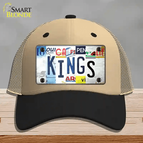 Kings Strip Art Novelty License Plate Hat Tag Mesh Khaki|Black