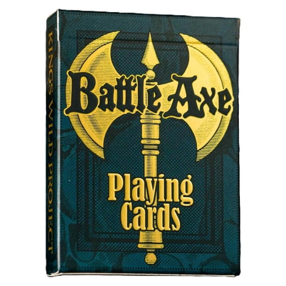 Kings Wild Project Battle Axe Luxury Playing Cards - Special Edition Blue Gilded, Poker Size, Custom Index, Numbered Collectible Deck