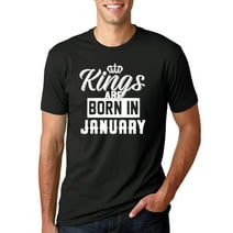 Kings are Born in January Humor Men's Graphic T-Shirt, Black, Small