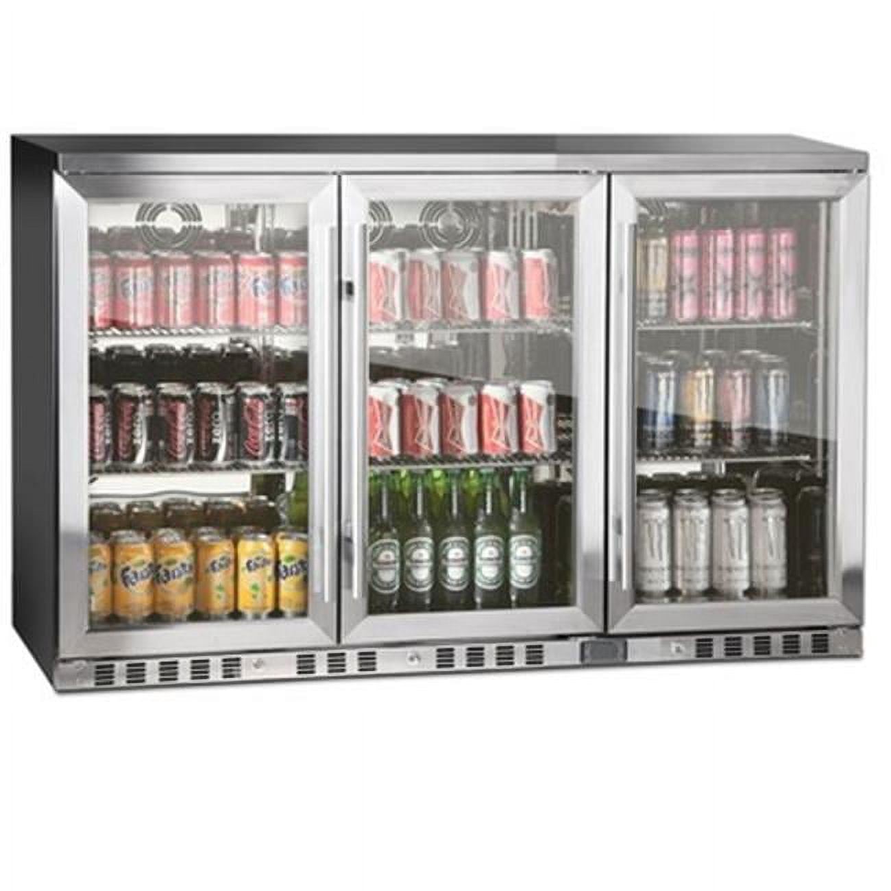 KingsBottle KBU328SS 3Door Front Venting Full Stainless Steel Bar Fridge