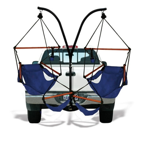 KingsPond Hammaka Trailer Hitch Stand with Chairs, Aluminum Frame Hanging, Blue - Set of 2