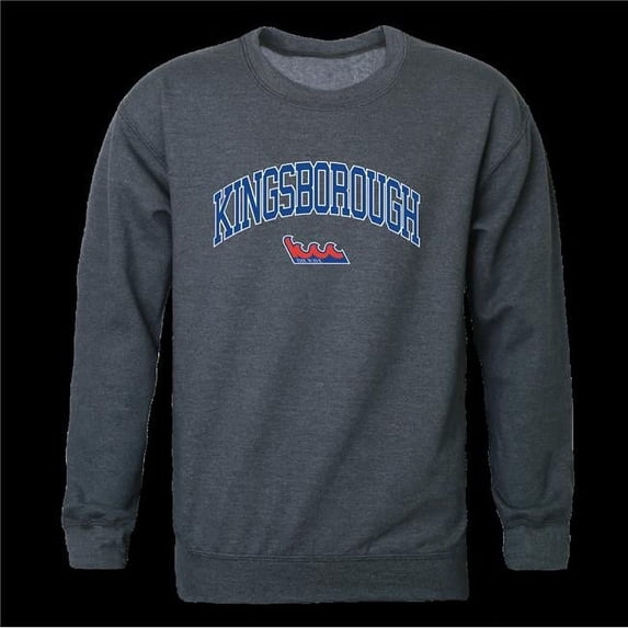Kingsborough CC The Wave Campus Crewneck Pullover Sweatshirt Sweater - Heather Charcoal, XX-Large