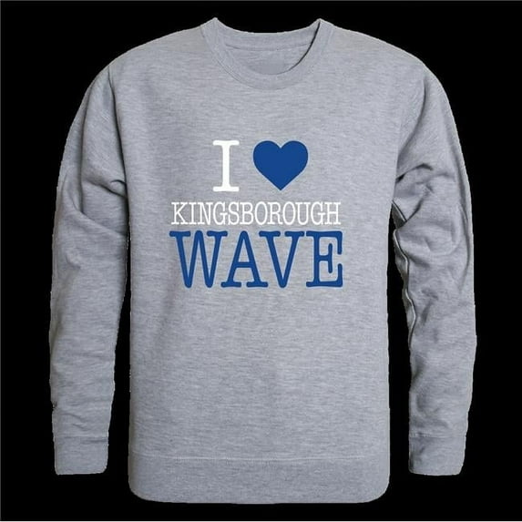 Kingsborough Community College The Wave I Love Crewneck Sweatshirt, Heather Grey - Small