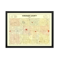 Kingsbury County South Dakota Art, 1899 Vintage Map of Kingsbury County SD History Wall Decor Gift, Old Kingsbury County SD Map - 24" x 18" Black Framed Print