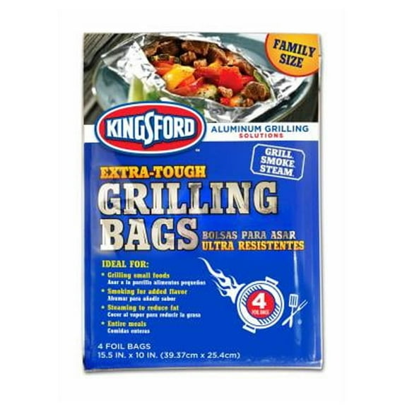 Kingsford Aluminum Foil Grilling Bag - Non-Stick - 4 Count, 15.5 x 10 In.