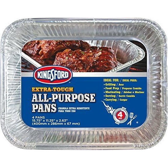 Kingsford 3549994100 15.75" X 11.25" X 2.63" Extra-Tough All-Purpose Aluminum Grilling Pans 4 Pack