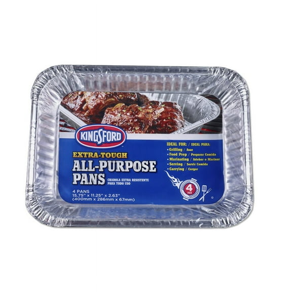 Kingsford Extra Tough All Purpose Aluminum Pan - Grill Drip Pan - 4-Pack