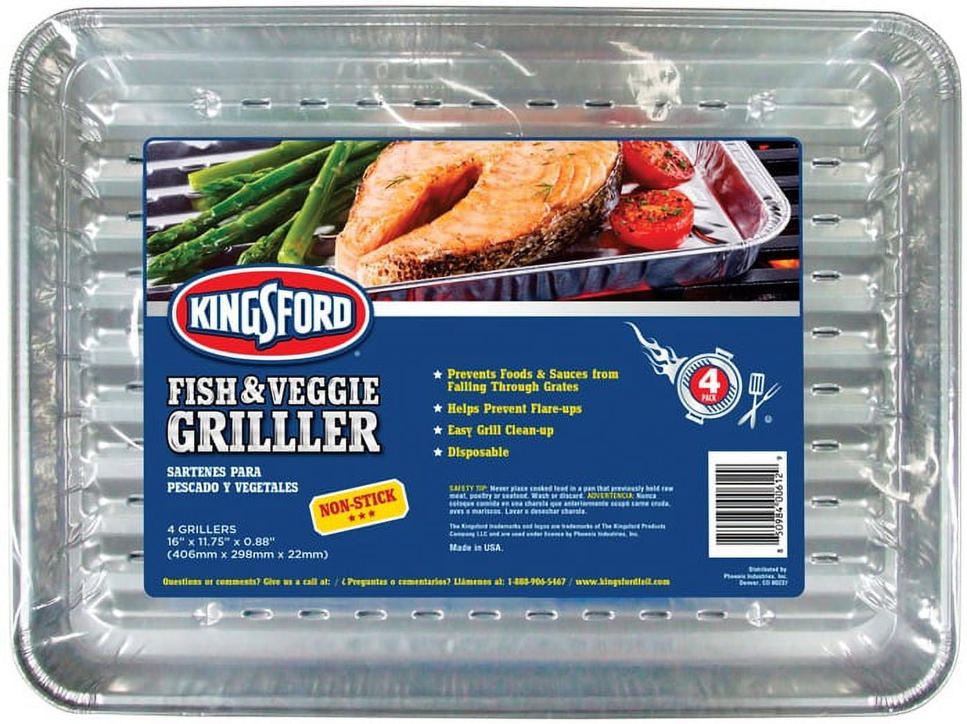 Kingsford 6119994300 Veg & Fish Grill Pan, Aluminum, 4 Count