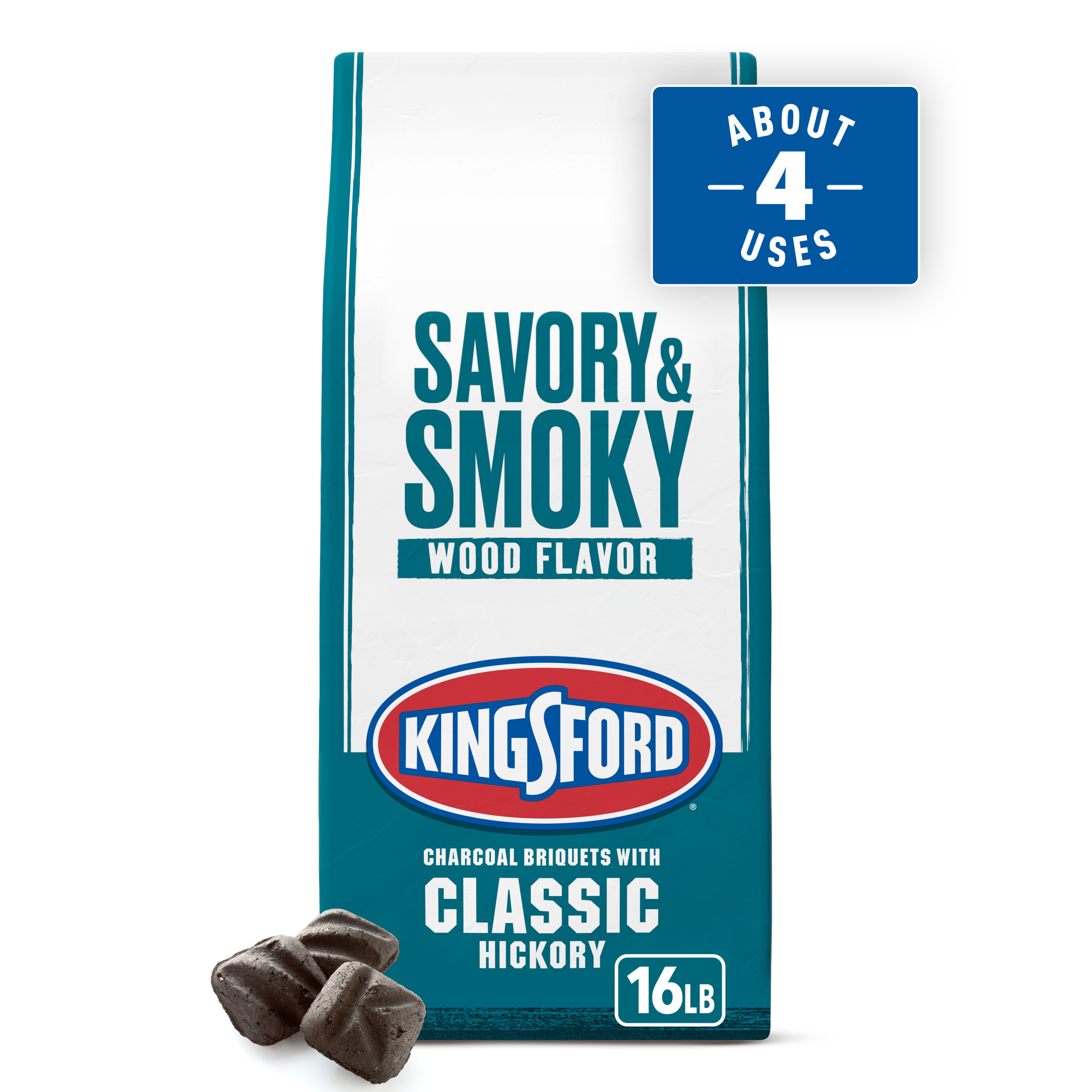 Kingsford Charcoal Briquettes with Classic Hickory, BBQ Charcoal for Grilling, 16 Pounds - image 1 of 16