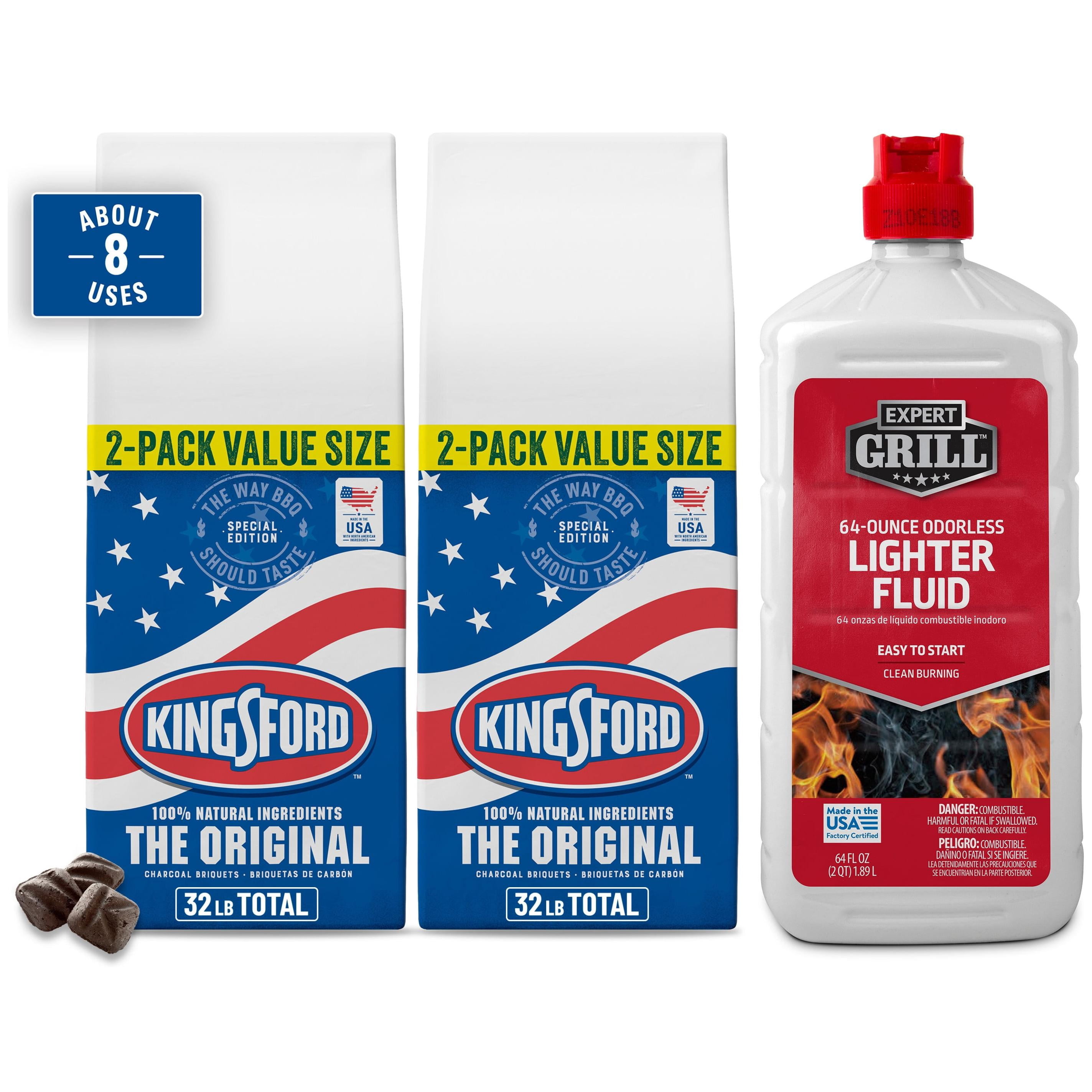 Kingsford Charcoal Briquettes with Expert Grill Lighter Fluid Grilling Bundle