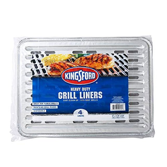 Kingsford Extra Tough Aluminum Grill Liners, 4 Pack, HeavyDuty, BBQ