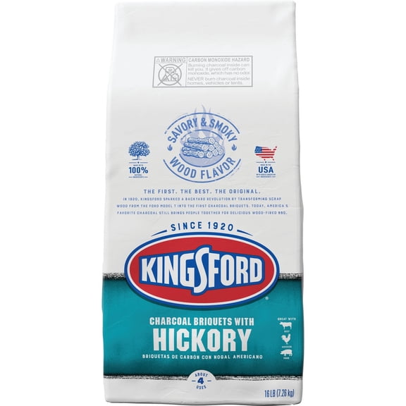 Clorox Kingsford Original Charcoal Briquettes with Hickory, BBQ Charcoal for Grilling - 16 Pounds — Residential Use, Standard Application