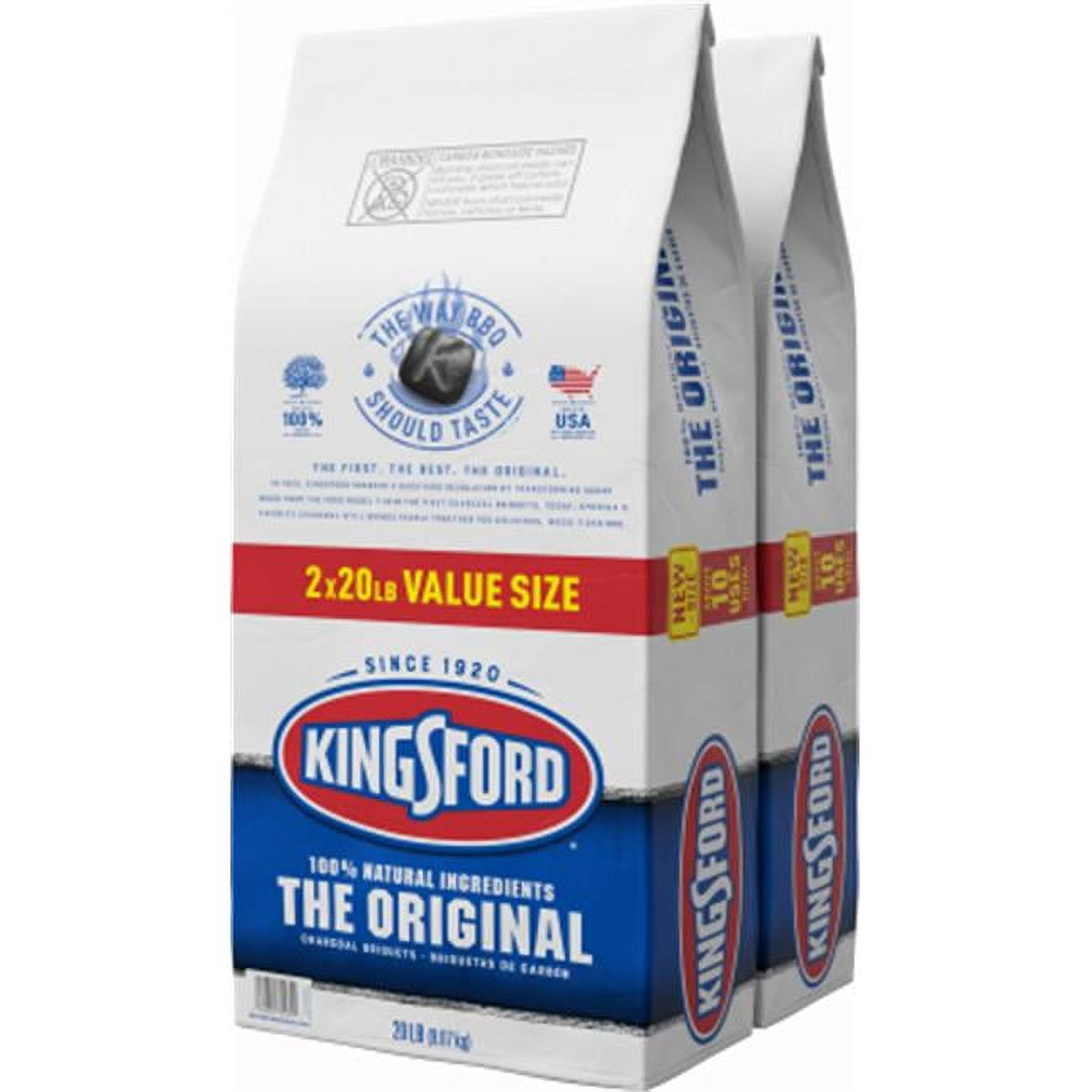 Kingsford Products 20 lbs Original Charcoal, Large Bag Cooking Wood Pack of 2