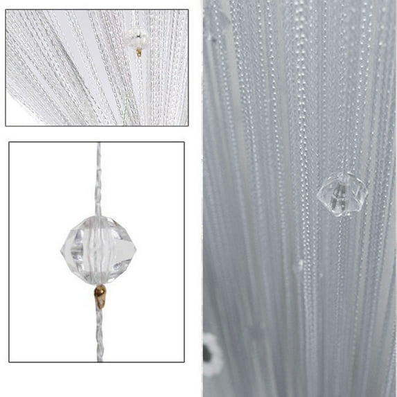 Kingshop Sheer String Curtain Panel, Black, 100cm x 200cm