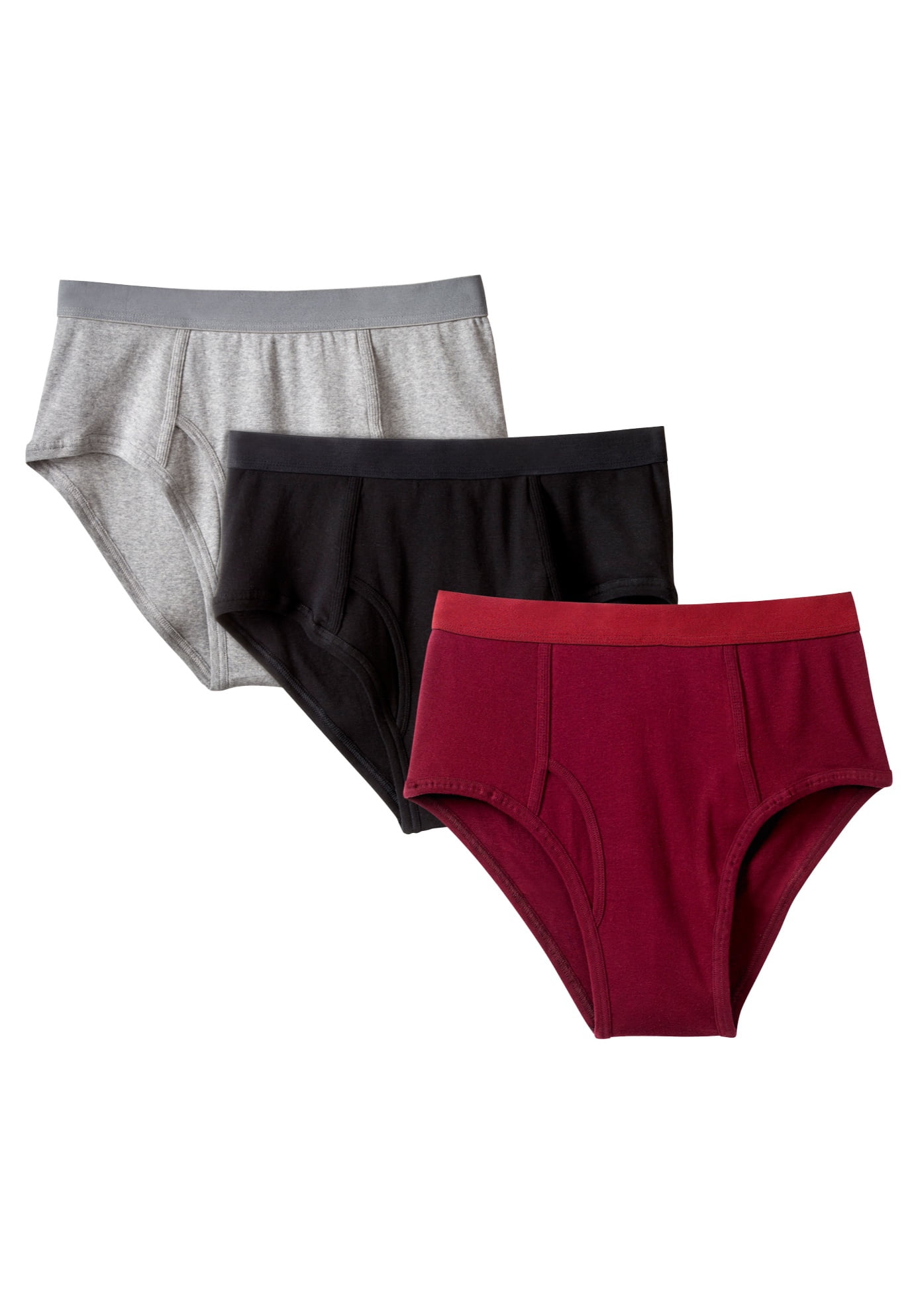 Kingsize Men's Big & Tall Classic Cotton Briefs 3-Pack Underwear 