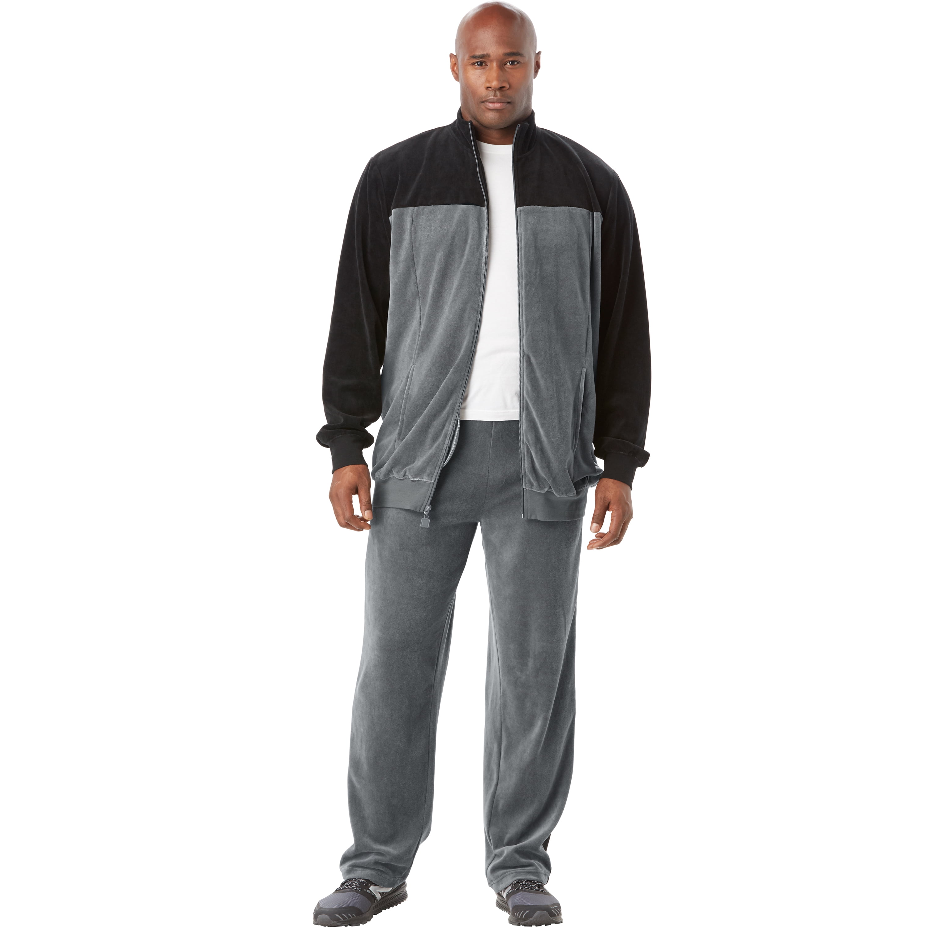 Kingsize Men's Big u0026 Tall Colorblock Velour Tracksuit - Walmart.com